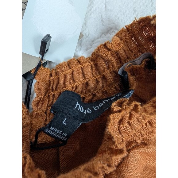 NWT Harve Bernard Blouse Top Women's Large Pure Linen Sleeveless brown tone - Picture 3 of 10